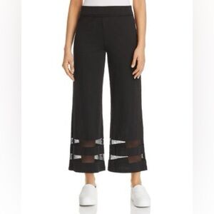 Lisa Todd Meshin Around Wide Leg Pants | Black Mesh Hem Cropped Pull-On Pants